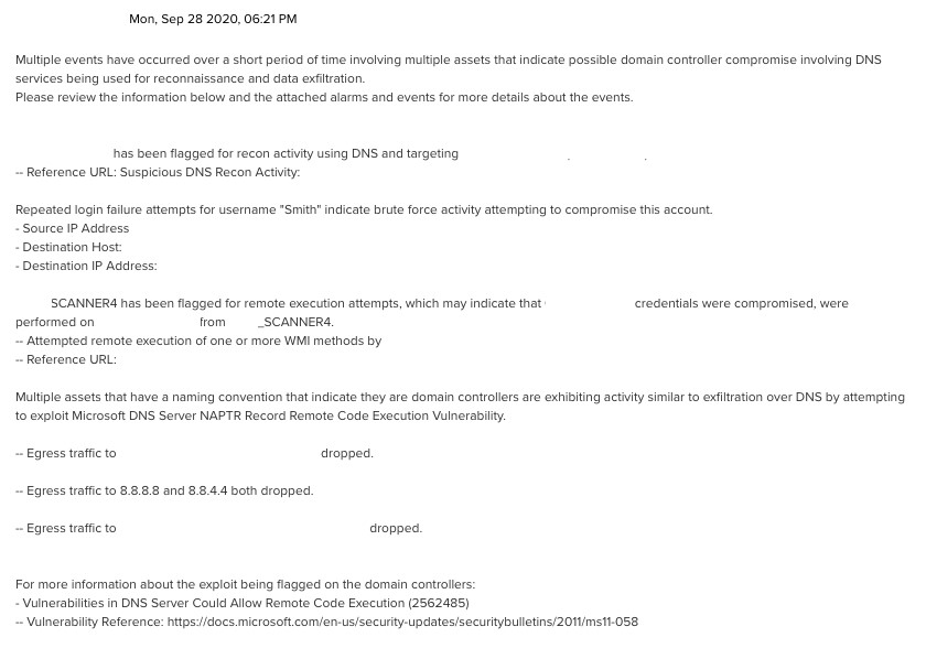 DNS event details